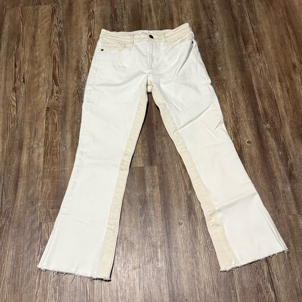 Frame Jeans Women's 26 Le Crop Mini Boot Mid Rise Stretchy in Multi Wash Denim